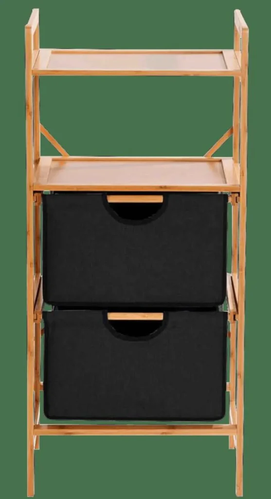 CASA BAMBOO Cajonera 2 Cajones Negro, Natural> Cajoneras