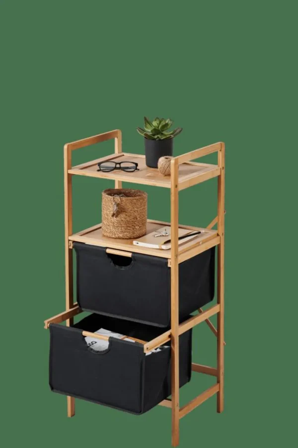 CASA BAMBOO Cajonera 2 Cajones Negro, Natural> Cajoneras