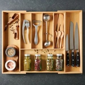 CASA BAMBOO Organizador Cajón Extensible Natural> Cestas De Cajonera