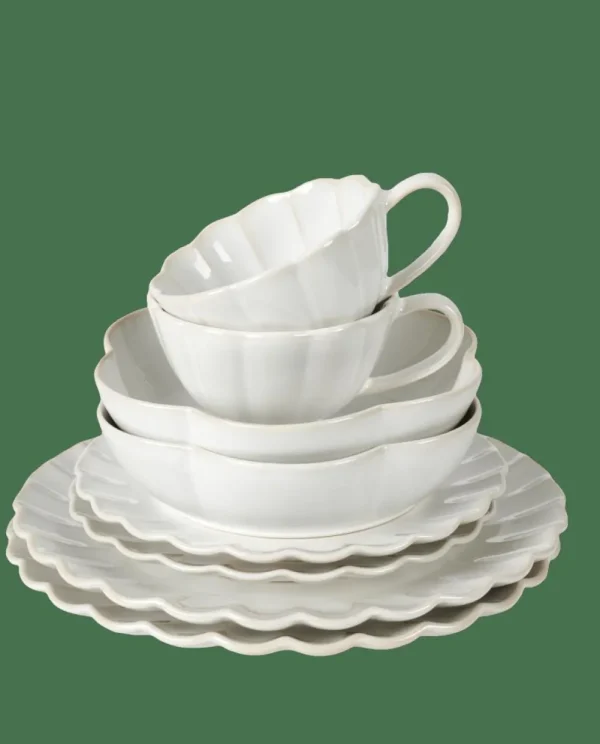 CASA DAHLIA FLOWER Plato Hondo Blanco> Platos