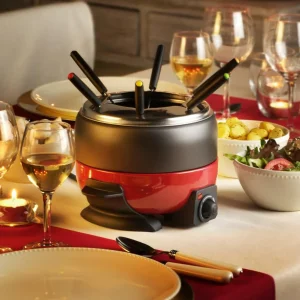 CASA DINNER Juego De Fondue Con 6 Tenedores Negro, Rojo> Equipamiento De Cocina