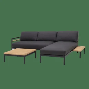 CASA HANNA Lounge Mesa Auxiliar Negro, Natural> Mesas Auxiliares De Jardín | Conjuntos Lounge