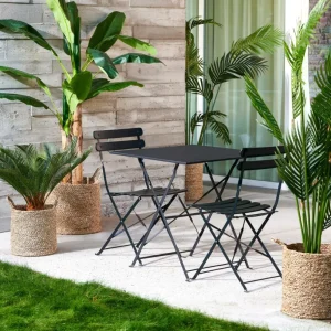 CASA IMPERIAL Mesa Plegable Cuadrado Negro> Mesas De Bistro | Mesas De Jardín