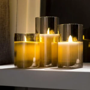 CASA ION Velas LED Juego De 3 Gris> Velas Led
