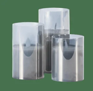 CASA ION Velas LED Juego De 3 Gris> Velas Led