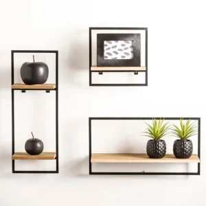 CASA MIX&MATCH Estantería De Pared Negro, Natural> Estanterías