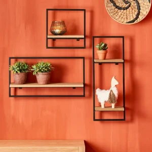 CASA MIX&MATCH Estantería De Pared Negro, Natural> Estanterías