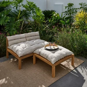 CASA PAULETTE Mesa/puf Lounge Natural> Mesas Auxiliares De Jardín | Conjuntos Lounge
