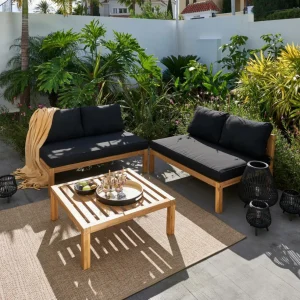 CASA PAULETTE Mesa/puf Lounge Natural> Mesas Auxiliares De Jardín | Conjuntos Lounge