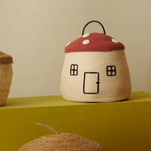 CASA PAULUS Cesta De Almacenaje Con Tapa Rojo, Natural> Cestas De Almacenaje | Otoño