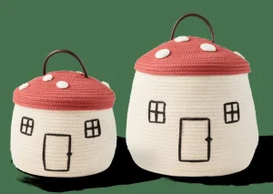 CASA PAULUS Cesta De Almacenaje Con Tapa Rojo, Natural> Cestas De Almacenaje | Otoño