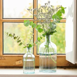 CASA RETRO Florero Botella Transparente> Floreros