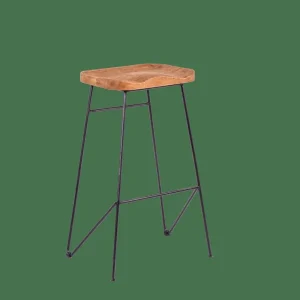 CASA TEAK Taburete Bar Negro, Natural> Taburetes De Bar