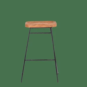CASA TEAK Taburete Bar Negro, Natural> Taburetes De Bar