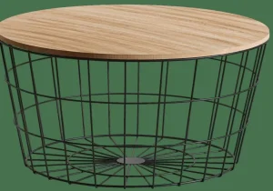 CASA WIRE XL Mesa Auxiliar XL Negro, Natural> Cestas De Hilo | Mesas De Salón